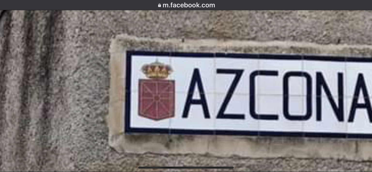 Azcona town sign in Navarra, Spain